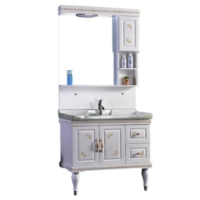 Single Sink With Cabinet Pvc Waterproof Bathroom Cabinet