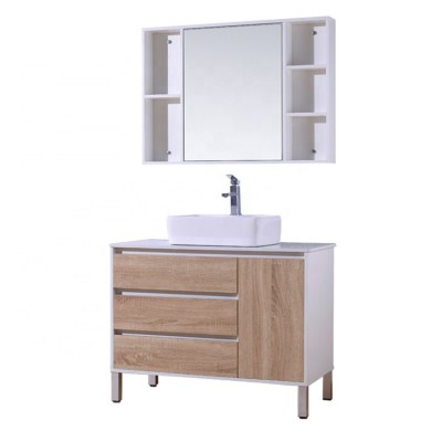 Waterproof Wooden Bathroom Cabinet Marble Countertop Bathroom Wash Basin